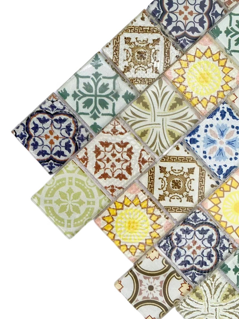 Gạch Mosaic Thủy Tinh Kiểu dáng in phun Phong cách Bohemian