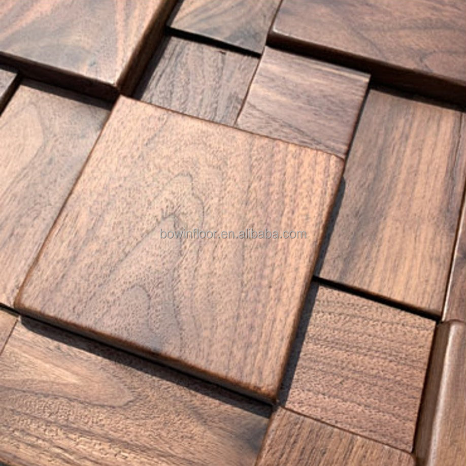 Đặc trưng Sang trọng Tấm ốp tường 3D Mosaic gỗ nguyên khối