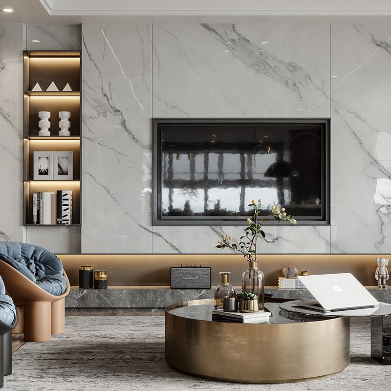 Phòng khách Bóng Đá cẩm thạch toàn thân Tấm lớn 900x1800mm Tấm ốp tường nền Một đá đa diện Phong cách hiện đại tối giản