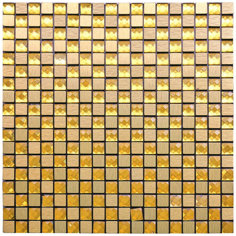 Gạch Mosaic Nhôm Trang Trí Tường Bóc Dán, Tấm Ốp Lưng Gạch Đá, Bề Mặt Nhôm Xước, Gạch Mosaic Kim Loại Chống Ẩm
