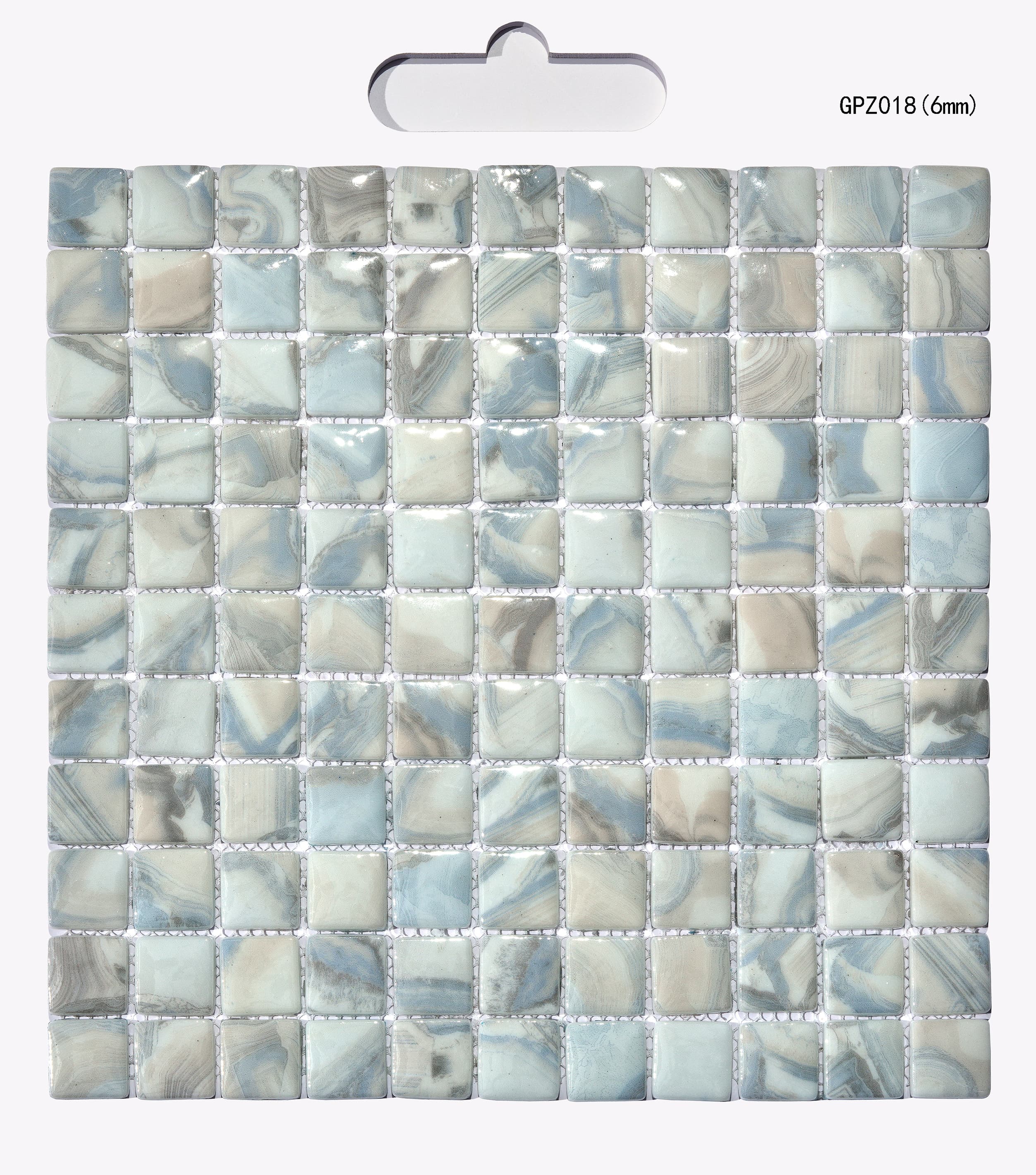 Gạch Mosaic Kính Phong Cách Hiện Đại Màu Xám In Phun Dùng Cho Hồ Bơi Hình Vuông 6mm Chống Thấm Nước Dùng Trong Nhà/Ngoài Trời