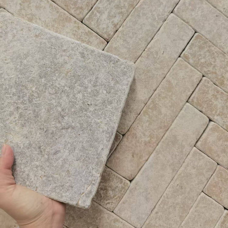 Gạch Mosaic Đá Cẩm Thạch Xám Kiểu Subway Khổ Lớn Mài Thô