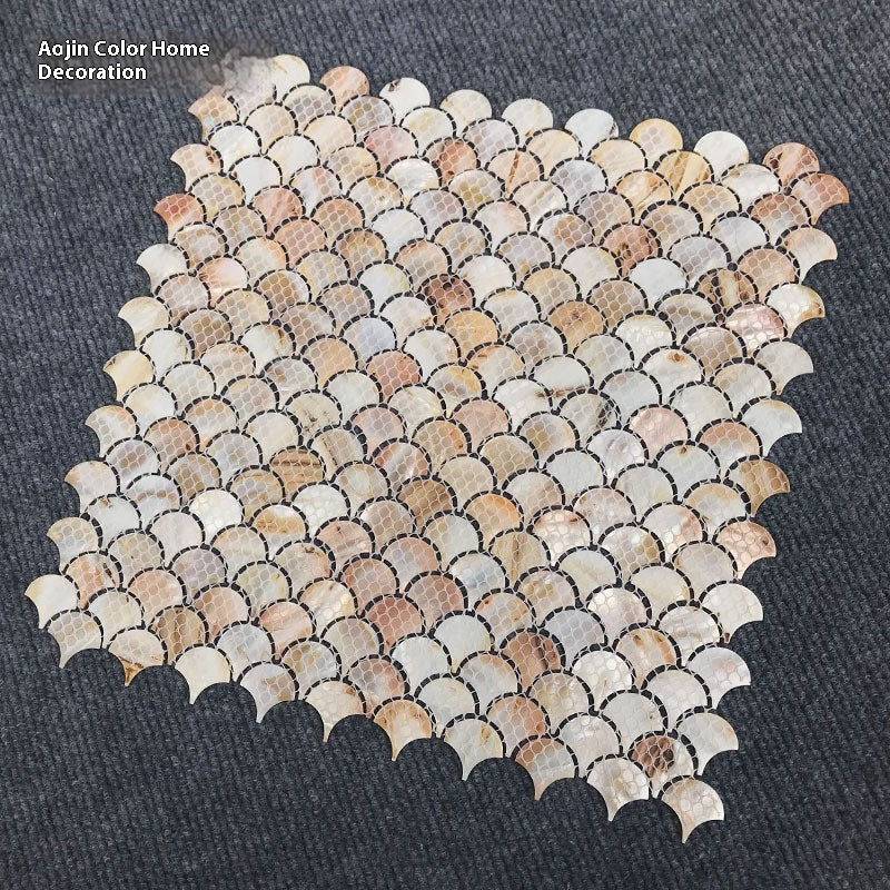 Gạch Mosaic Vỏ Sò Tự Nhiên Oshiva Ceramics Dạng Vảy Cá Thiết Kế Hiện Đại Chống Thấm Nước Bề Mặt Bóng Dùng Cho Tường Phòng Tắm Phòng Khách Tường Nền TV