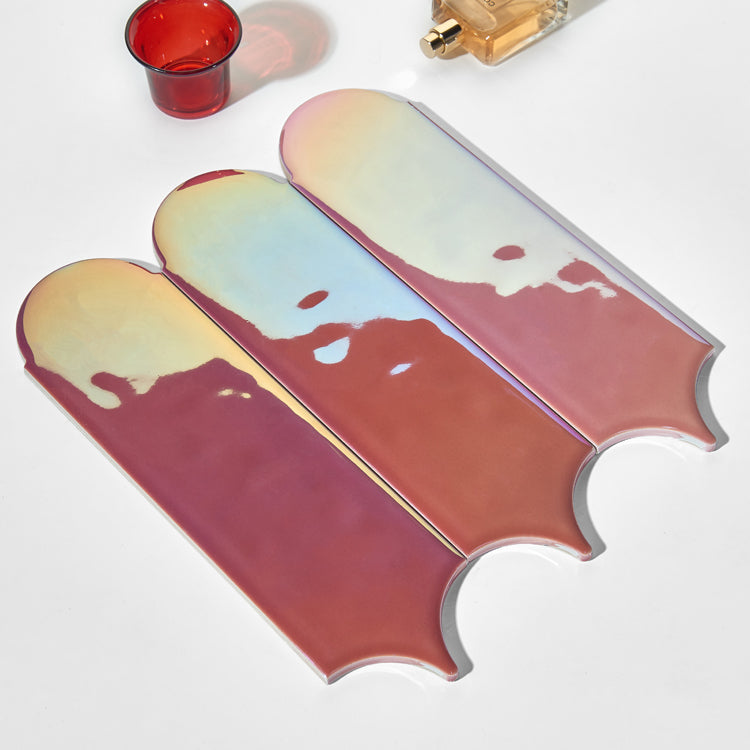 Gạch ốp tường mosaic lông vũ gốm sứ mạ điện nhiều màu hình dạng không đều 90 x 308 mm