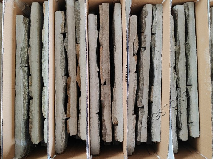 Đá ốp tự nhiên Trung Quốc Thạch anh xanh thiết kế công nghiệp mộc mạc cho ngoại thất, gạch khối chẻ đá vôi