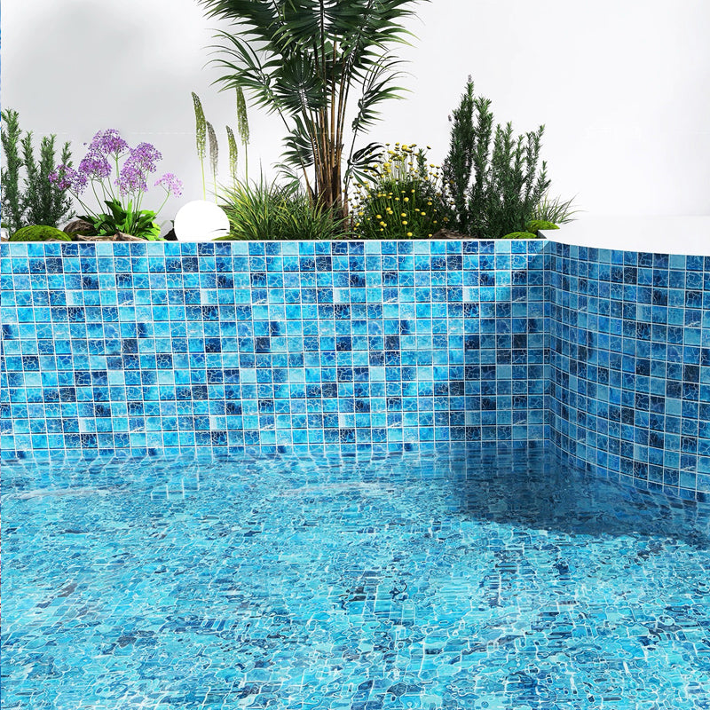 Gạch Mosaic Bếp Trong Nhà Sàn Mosaic Hồ Bơi Biệt Thự Họa Tiết Mosaic Kính Pha Trộn Xanh Óng Ánh Sang Trọng