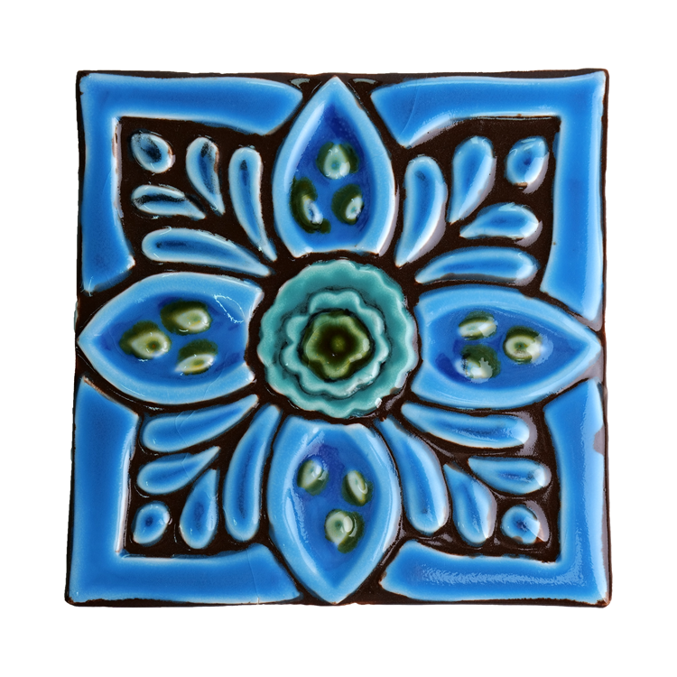 Gạch ốp tường nghệ thuật tranh gốm sứ 3D thủ công cổ điển phong cách Hồi giáo 15x15cm, sản xuất theo yêu cầu