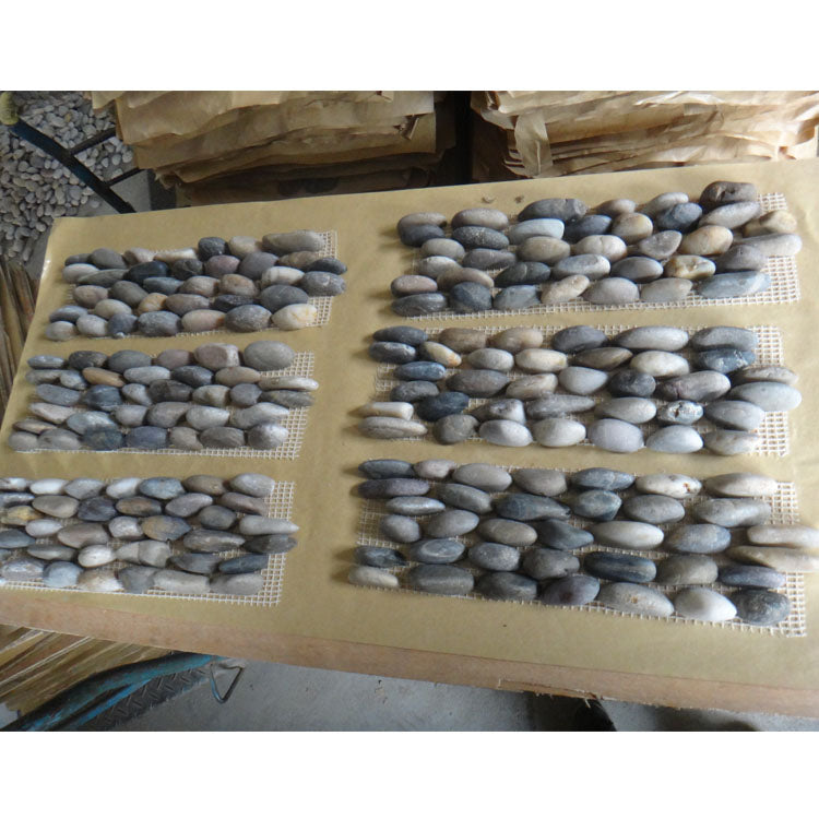 Gạch lát mosaic đá cuội lưới màu trộn Trung Quốc