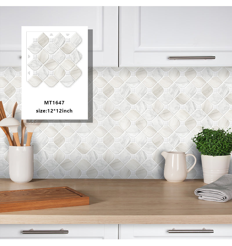 Jorunns Tấm dán tường 3D bóc dán chất lượng cao ốp bếp màu trắng chống thấm nước