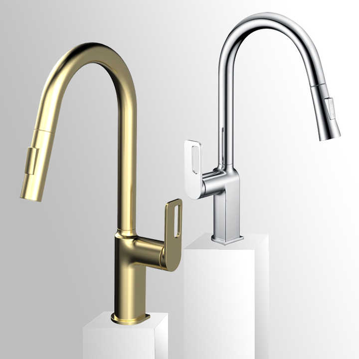 Vòi bếp kéo ra bằng đồng thau gắn tường bán buôn