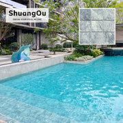 Gạch mosaic tường hồ bơi khách sạn biệt thự in hoa văn Trung Quốc, nhìn như đá cẩm thạch, sân vườn, cảnh quan ngoài trời, hồ bơi, gạch mosaic sứ