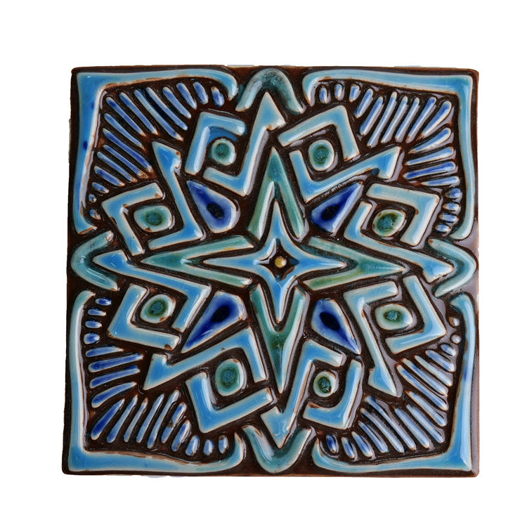 Gạch ốp tường nghệ thuật tranh gốm sứ 3D thủ công cổ điển phong cách Hồi giáo 15x15cm, sản xuất theo yêu cầu