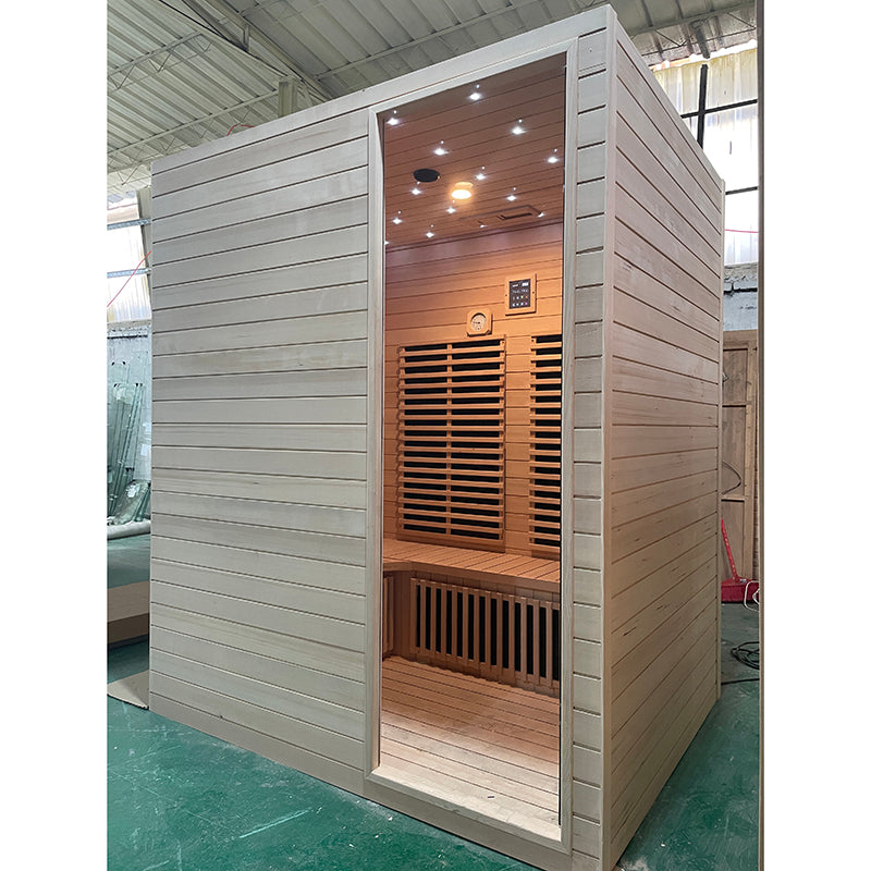 Phòng xông hơi hồng ngoại xa và hơi nước lành mạnh cao cấp, gỗ khối kiểu truyền thống, ngoài trời, dành cho 4-6 người.