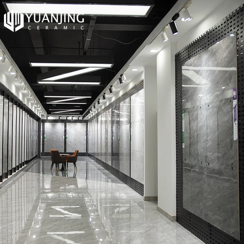 Gạch lát sàn và ốp tường sứ vân đá cẩm thạch bóng màu xám nhạt 400x800mm cho phòng tắm và nội thất