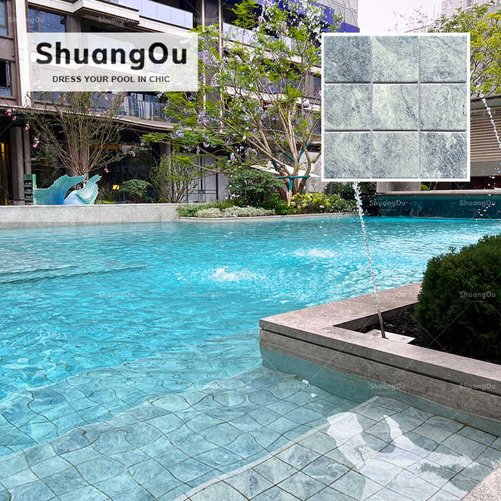 Nghệ thuật ngoài trời sang trọng Họa tiết khách sạn màu xanh lam hồ bơi gạch khảm ao cá in hoa văn Trung Quốc nhìn như đá cẩm thạch gốm sứ gạch khảm Trung Quốc