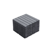 DB 10 PCS Light Gray Acacia Hardwood Interlocking Deck Tiles 12\" X 12\" Striped Pattern for Outdoor Patio Flooring