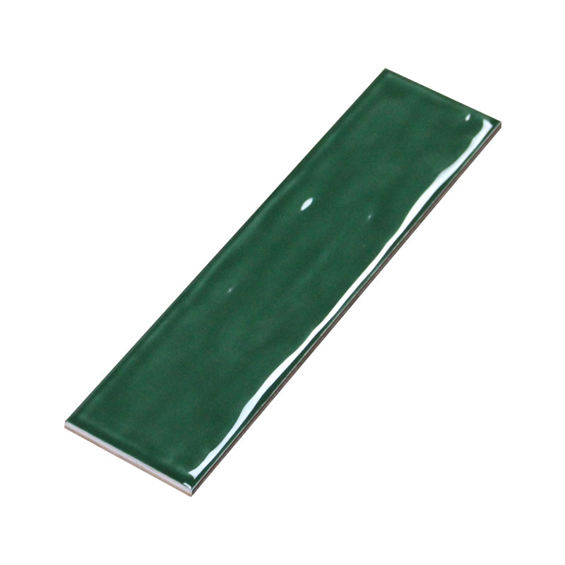 Gạch thẻ gốm sứ xanh lá đậm, bề mặt sóng, ốp tường bếp và phòng tắm, 75x300mm