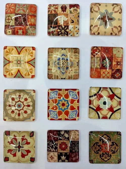 20mm 25mm Random Mixed Retro Flowers Square Glass Cabochon Flatback Photo Base DIY Jewelry Making accessory by pair 10pcs K02967