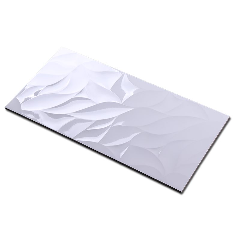 Gạch ốp tường men sứ trắng bóng vân sóng 12X24 Inch 300X600