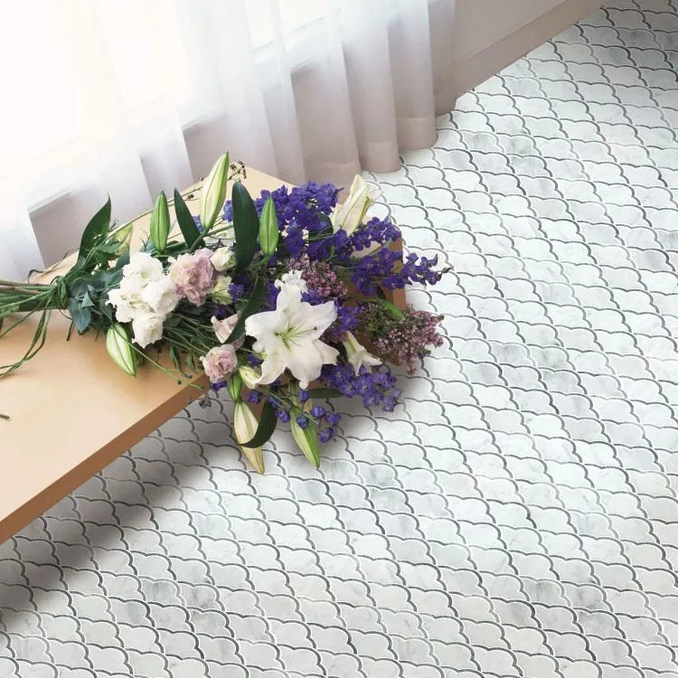 Gạch Mosa Cẩm Thạch Trắng Carrara Lục Giác Hiện Đại