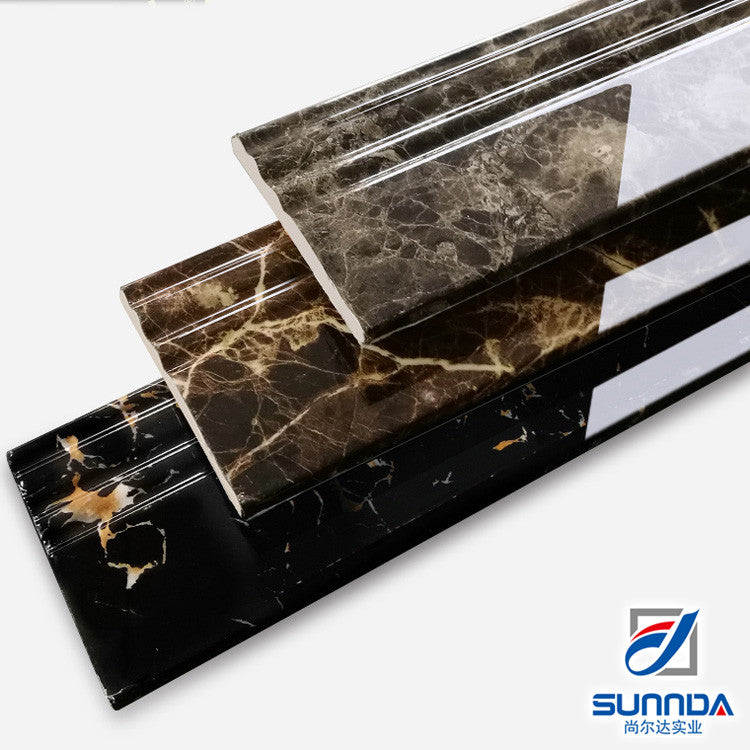 Gạch ốp chân tường sứ tráng men bóng in phun 3D bóng thiết kế vân đá cẩm thạch sảnh dùng để trang trí