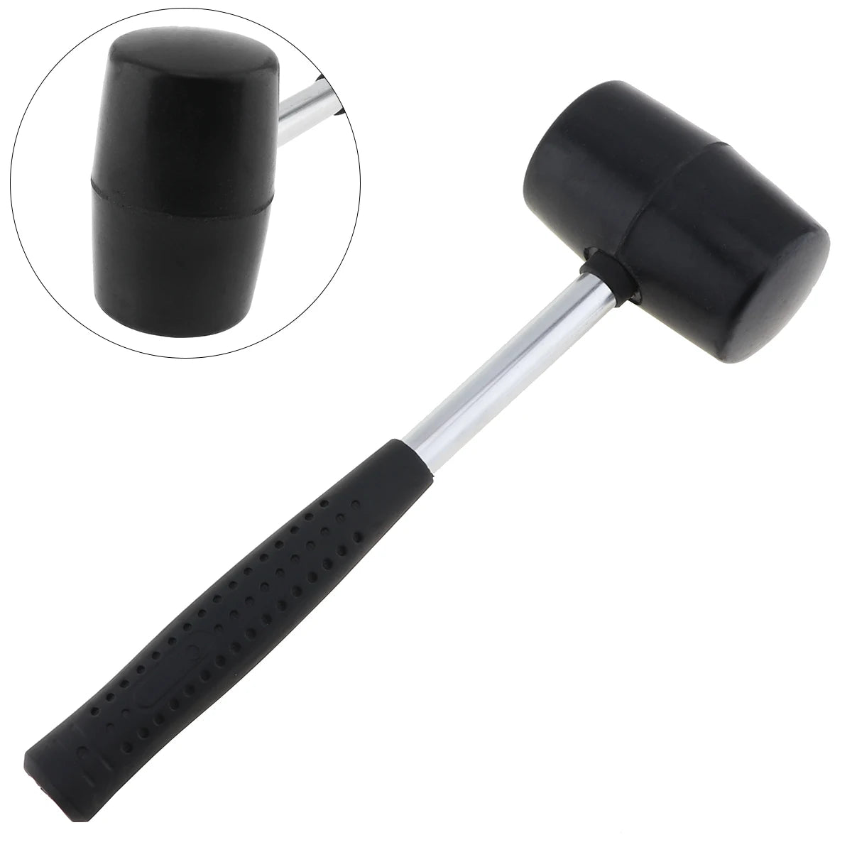 Búa Cao Su Đen 320g Đầu Tròn Tay Cầm Chống Trượt DIY