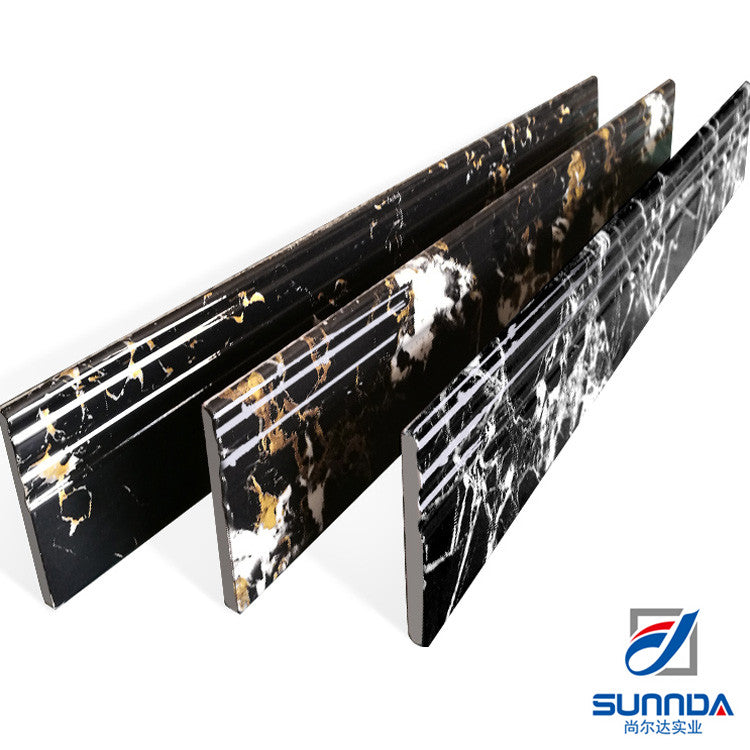 Gạch ốp chân tường sứ tráng men bóng in phun 3D bóng thiết kế vân đá cẩm thạch sảnh dùng để trang trí