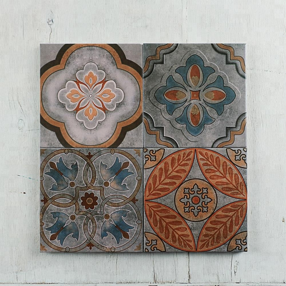 Gạch Encaustic Giá Rẻ 8x8 Hoa Văn Cổ Điển, Trang Trí Sàn Gốm Và Tường Điểm Nhấn Phong Cách Ma-rốc