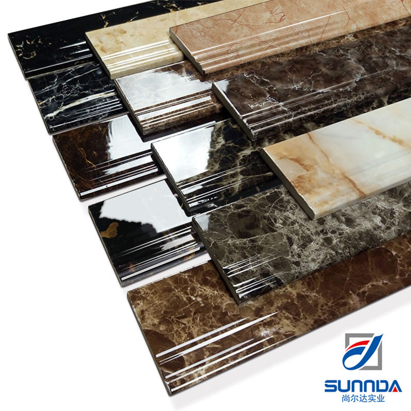 Gạch ốp chân tường sứ tráng men bóng in phun 3D bóng thiết kế vân đá cẩm thạch sảnh dùng để trang trí