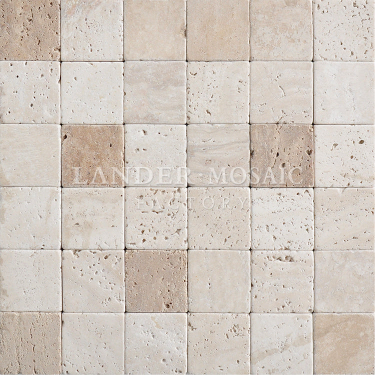 Gạch Mosaic đá Travertine cẩm thạch 48mm vuông dùng cho ngoài trời