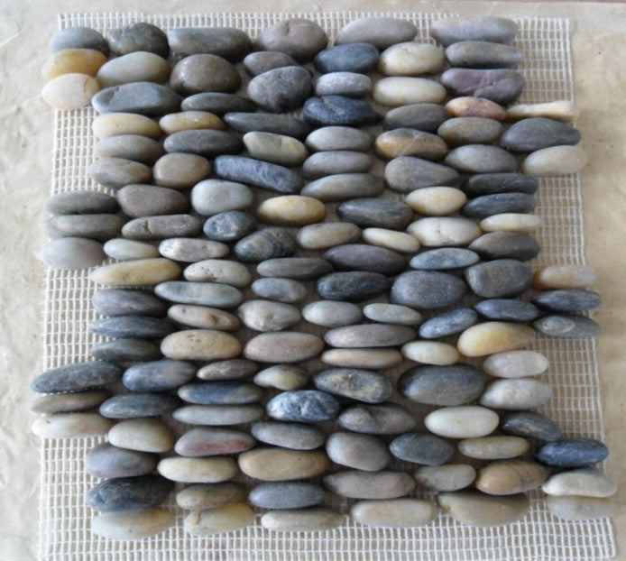 Gạch lát mosaic đá cuội lưới màu trộn Trung Quốc