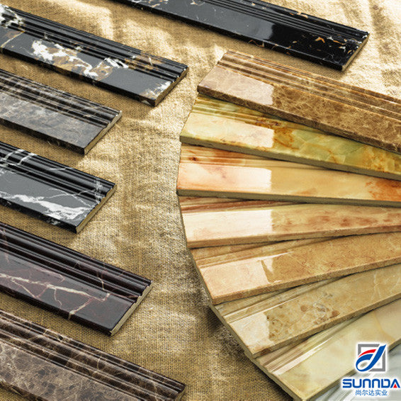 Gạch ốp chân tường sứ tráng men bóng in phun 3D bóng thiết kế vân đá cẩm thạch sảnh dùng để trang trí