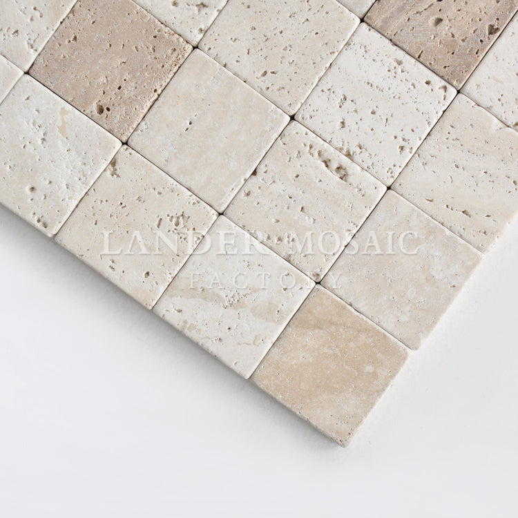 Gạch Mosaic đá Travertine cẩm thạch 48mm vuông dùng cho ngoài trời