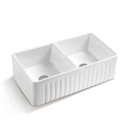 Bồn rửa chén bát đôi lớn Aquacubic UPC 33 inch bằng gốm sứ trắng