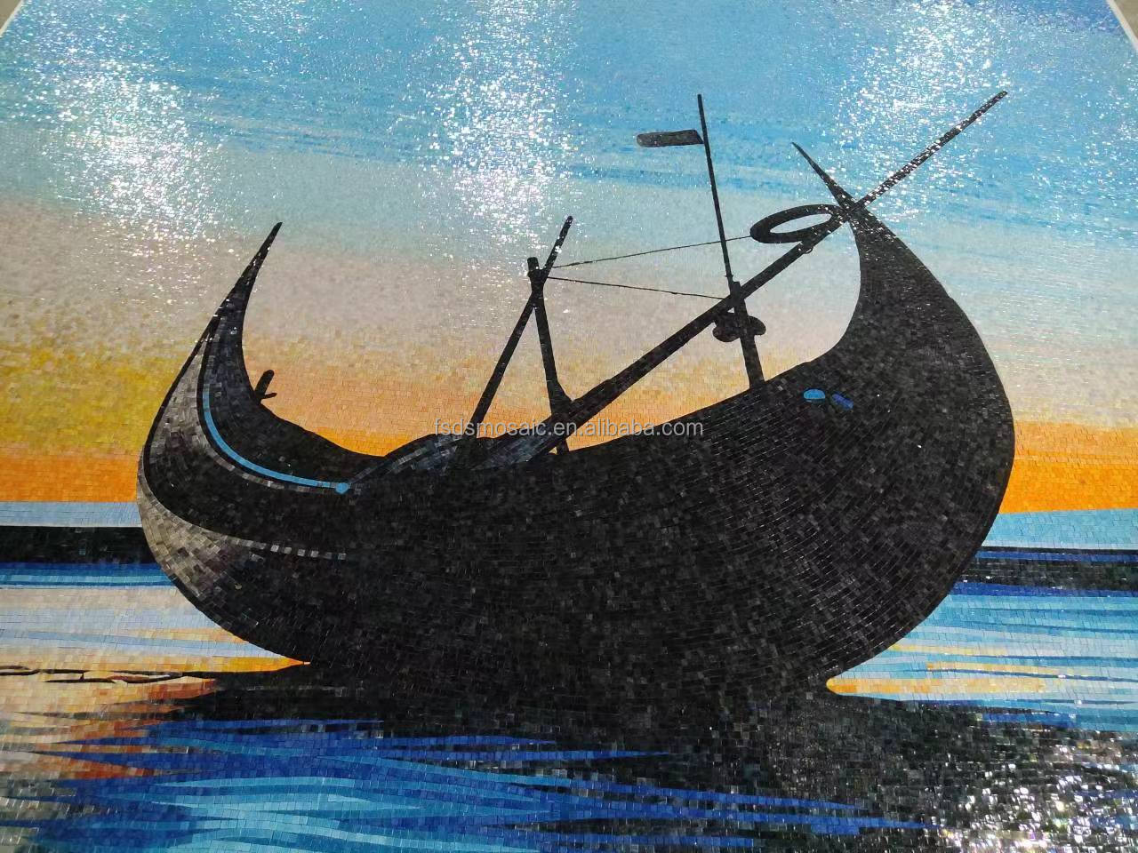 Tranh khảm kính pha lê họa tiết cá vàng sông xanh trang trí đẹp mắt