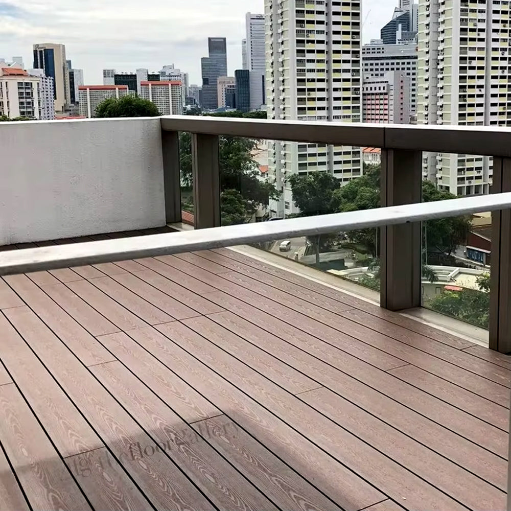 Sàn gỗ nhựa composite ngoài trời vân gỗ dập nổi 3D ghép nối tùy chỉnh