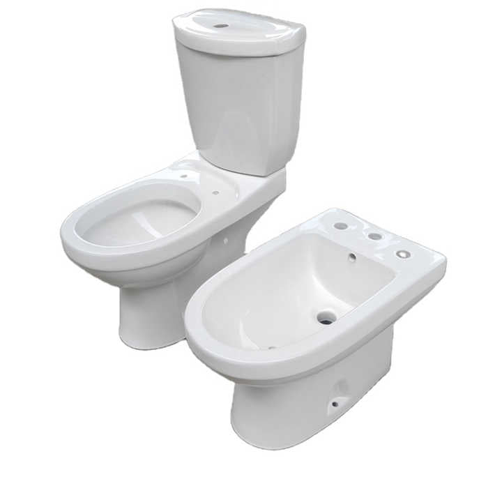 Giá kinh tế Bồn cầu hai khối xả trọng lực bằng gốm có bệ ngồi kèm vòi xịt vệ sinh 3 AGUJEROS