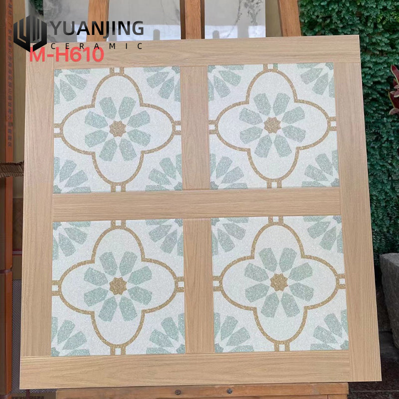 Gạch Sứ Lát Sàn Giả Cổ Vân Gỗ Phong Cách Trung Cổ Họa Tiết Mosaic 600x600 Dùng Cho Ban Công, Quán Cà Phê, Nhà Hàng