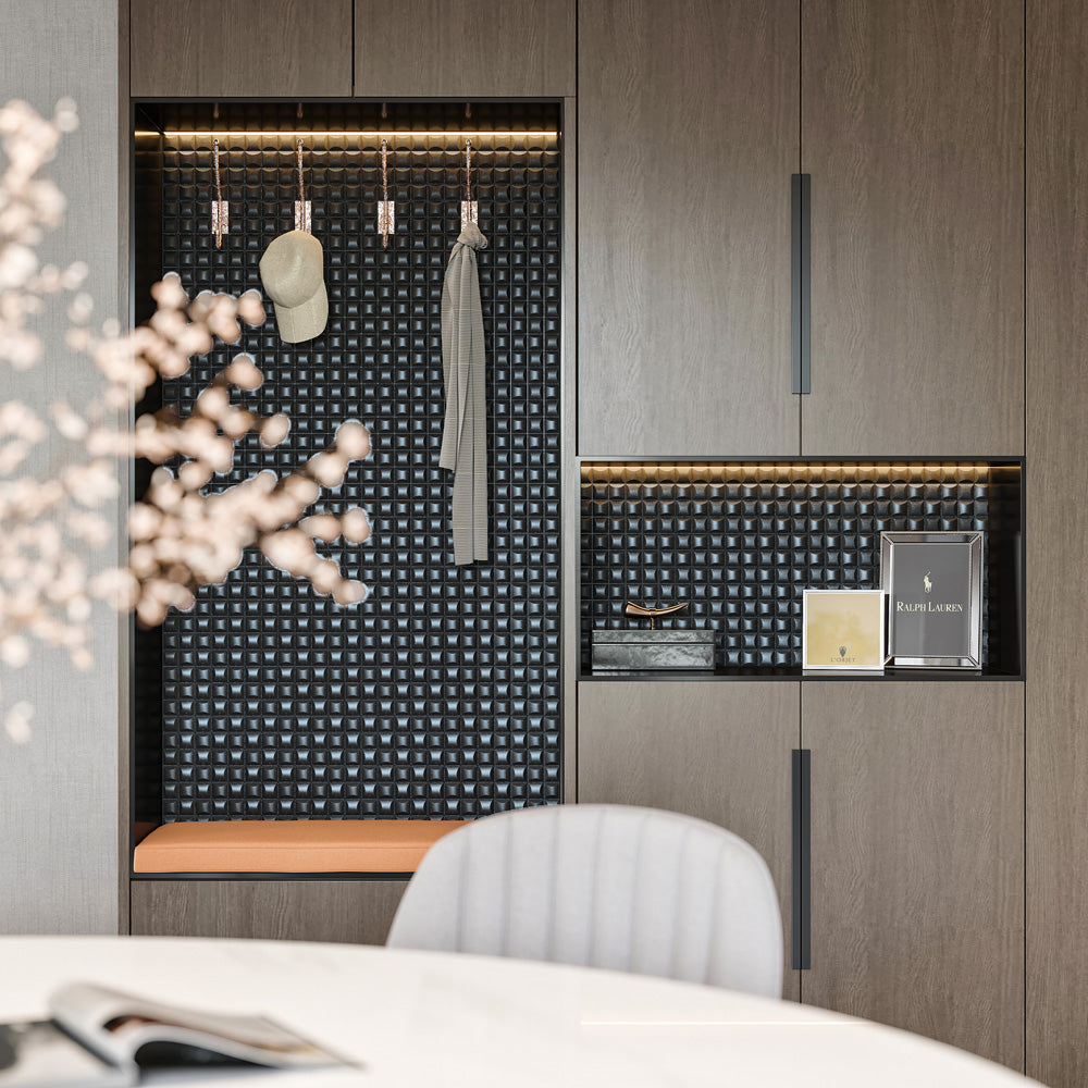Chất lượng cao cấp Thỏ Trắng 30.4x30.4mm Dày 9mm Gạch Mosaic Gốm sứ Men pha lê ánh kim Chống trượt Bền Phòng tắm hiện đại