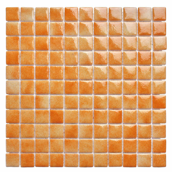 Gạch mosaic thủy tinh vuông dày 4mm màu vàng hiện đại sang trọng cho hồ bơi biệt thự nhà bếp ốp tường