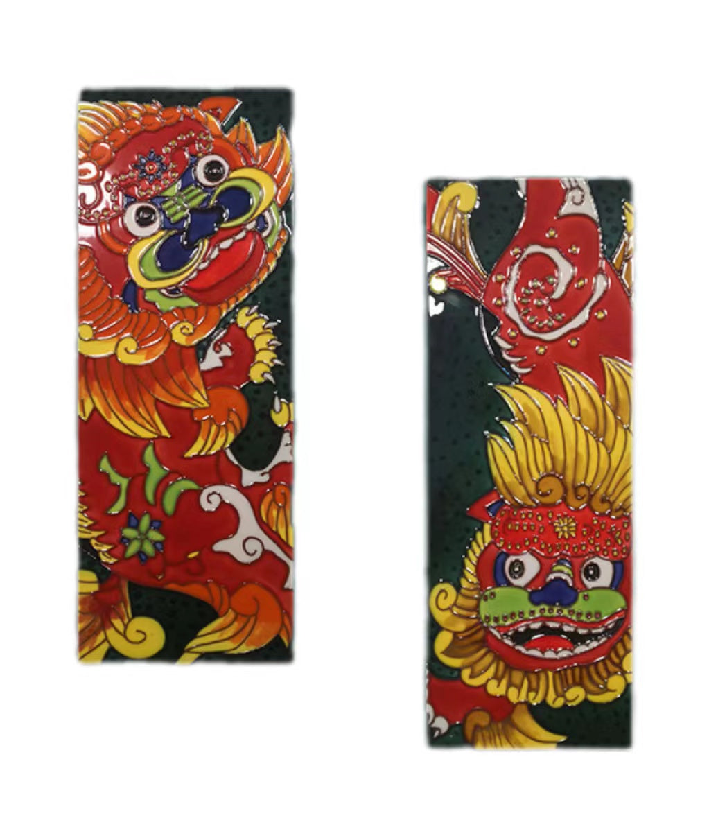 E WECIAL Đồ men ba màu vẽ tay Trung Quốc Dùng cho phông nền ghế sofa phòng khách, hiên nhà Phong cách dân tộc truyền thống