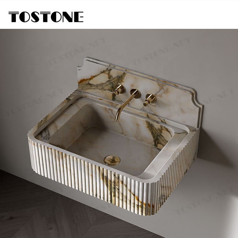 Chậu Rửa Tostone Đá Cẩm Thạch Vân Vàng Sóng êm