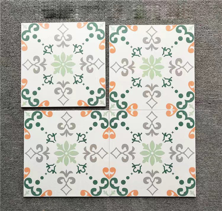 Gạch Porcelain Bề mặt Mờ Thiết kế Hiện đại Họa tiết Hoa lá 300x300mm dùng Ốp tường Lát sàn cho Phòng tắm, Phòng khách, Biệt thự