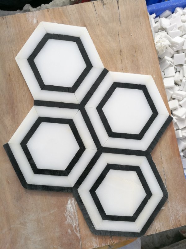 Buyers Tấm Gạch Mosaic Lục Giác Hiện Đại Bằng Đá Cẩm Thạch Tự Nhiên Đa Sắc Đánh Bóng, Cho Tường Và Sàn Nội Thất, Đa Dạng Màu Sắc