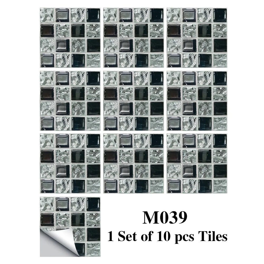 Bộ 10 Miếng Dán Gạch Mosaic Phẳng Dán Tường Bếp Phòng Tắm