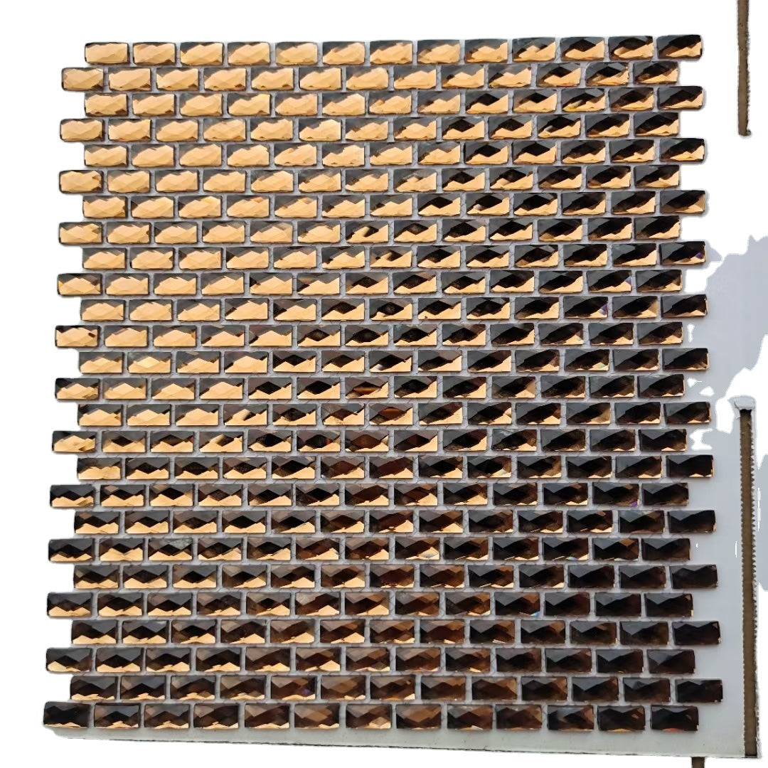 Gạch kính mosaic pha lê vàng óng Gạch mosaic kính gương màu vàng Giá xuất xưởng