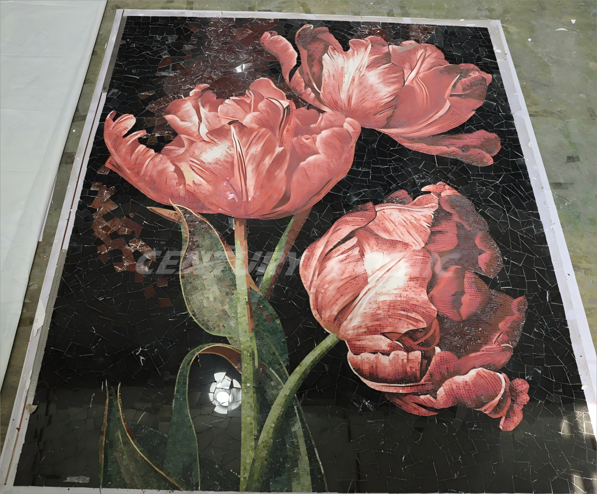 Tranh Khảm Đá Tự Nhiên Thủ Công Centurymosaic Hoa Văn Đẹp