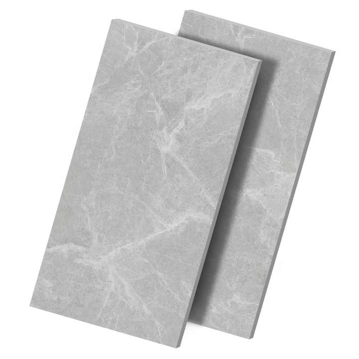 Gạch sứ đánh bóng hoàn toàn màu xám vân đá cẩm thạch 600x1200mm dùng lát sàn và ốp tường trong nhà