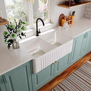 Bồn rửa bát Farmhouse đôi màu trắng 33&quot; LX 18&quot; W có mặt trước bằng sứ