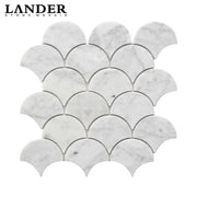 Gạch mosaic đá cẩm thạch trắng Fan Carrara cho phòng tắm